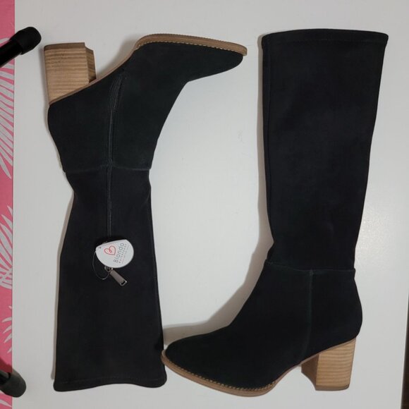 NEW Blondo Nada Knee High Boots Womens 9 Black Suede Minimalist Classic Chic - Picture 3 of 10